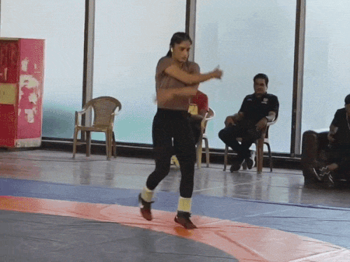 विनेश फोगाटची एशियन गेम्स ट्रायल आज:दिल्ली स्टेडियममध्ये पोहोचल्या, गेटवर सुरक्षा कर्मचाऱ्यांशी वाद; मॅटवर वॉर्मअप करतानाचा VIDEO समोर आला